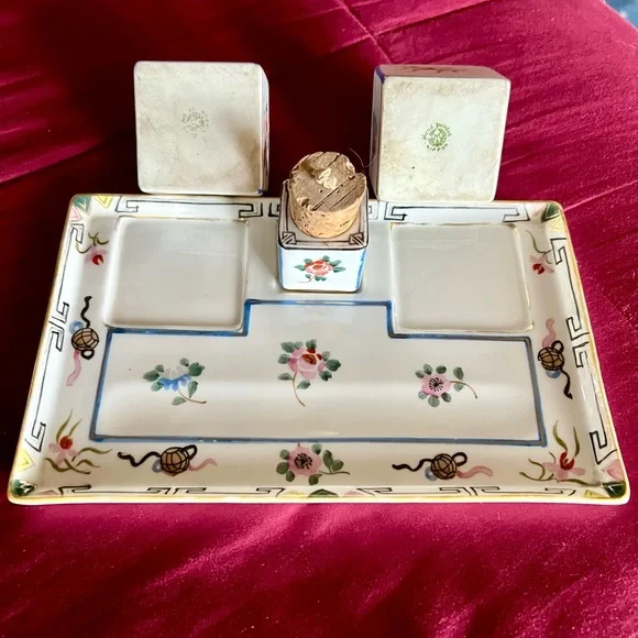 Inkwell or spice jar set, highly collectible,porcelain Nippon marked M Morimura - Picture 2 of 12